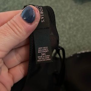 Light violet and black with faux leather push-up bra, Victoria’s Secret